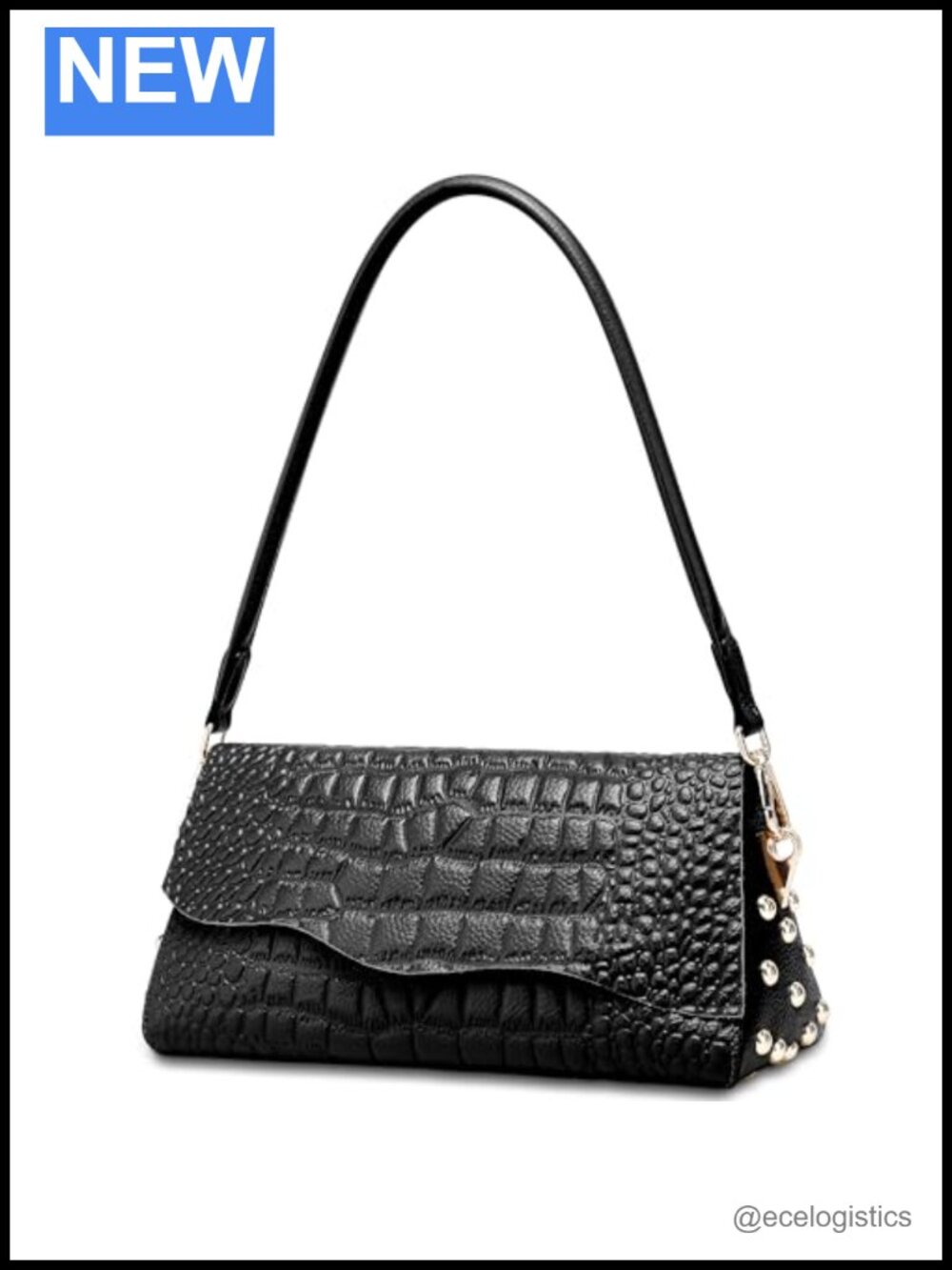 Genuine Leather Crocodile Pattern Shoulder Bag Women Handmade Purse 3 Ways Wear